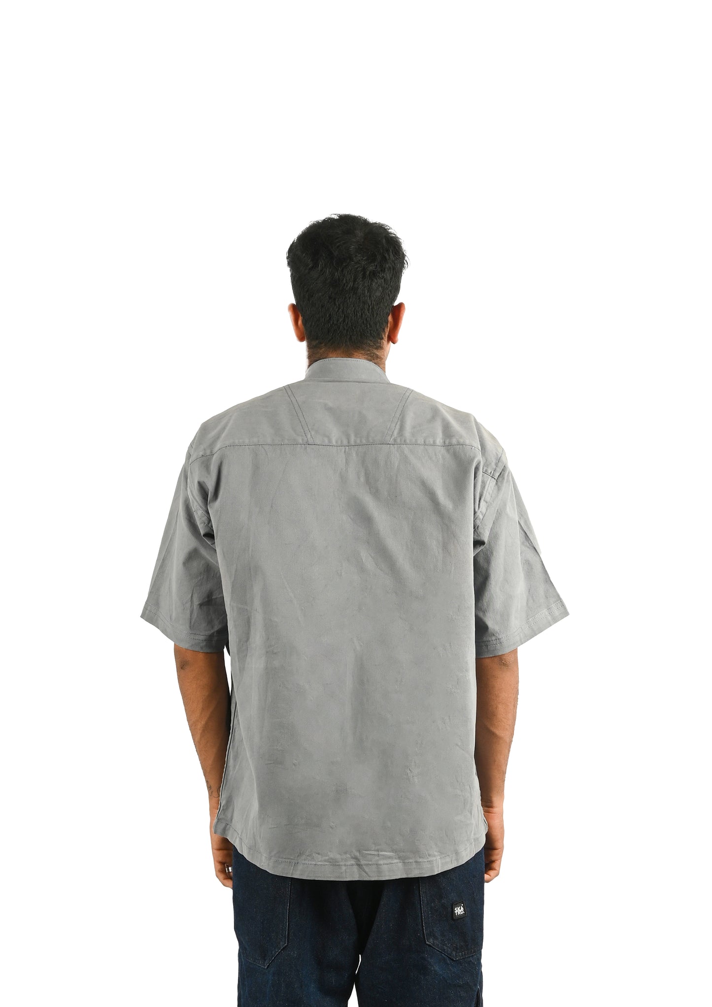 OVERSIZED BAND COLLAR SHIRT WITH ZIPPER