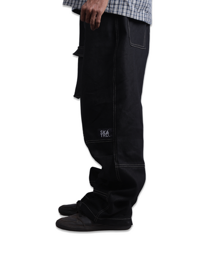 CONTRAST CARGO DENIM PANTS