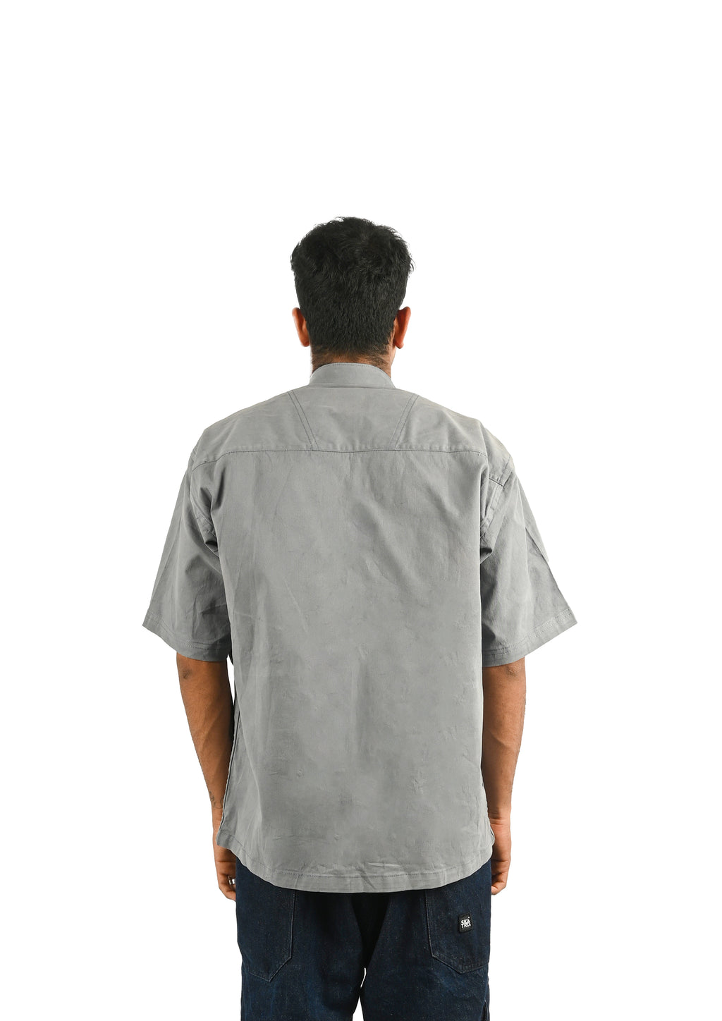 OVERSIZED BAND COLLAR SHIRT WITH ZIPPER