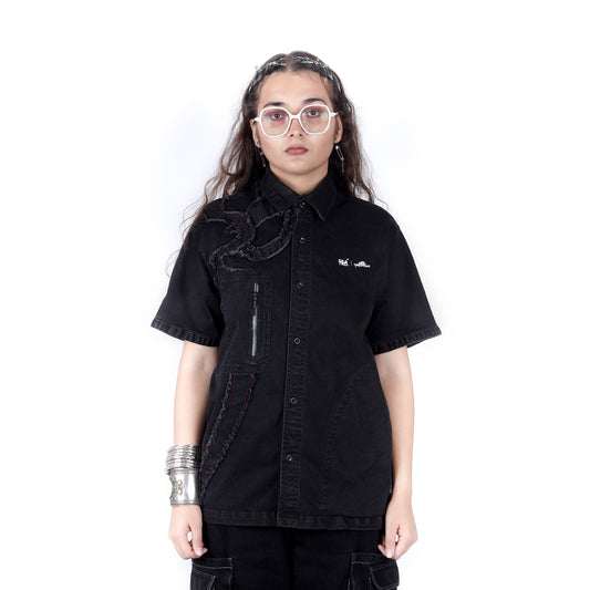 FRAYED DENIM SHIRT