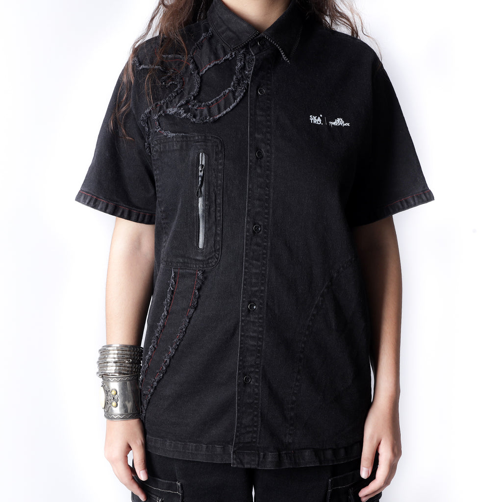 FRAYED DENIM SHIRT