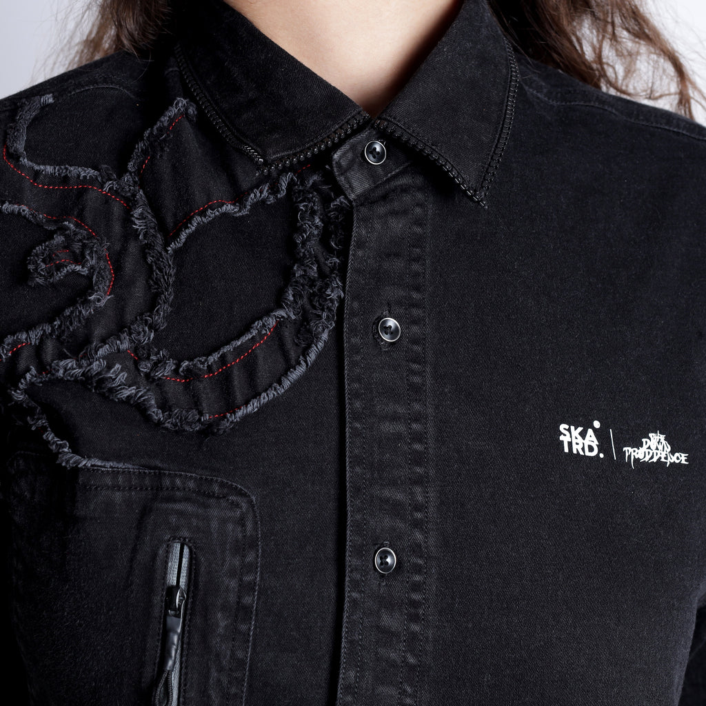 FRAYED DENIM SHIRT